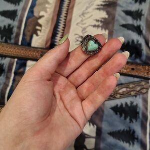 Turquoise Heart Silver Ring